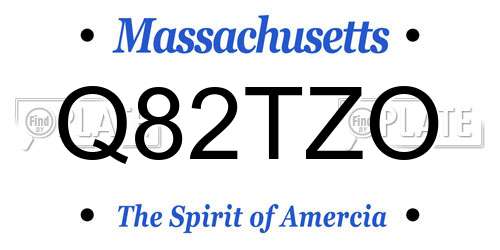 Q82TZO Massachusetts License Plate