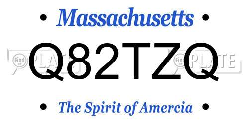 Q82TZQ Massachusetts License Plate