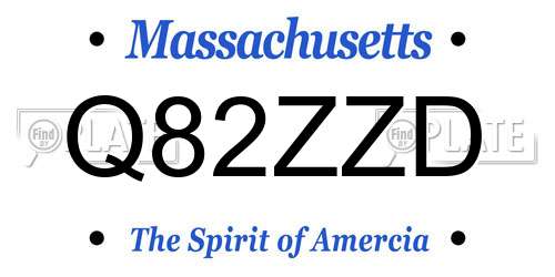 Q82ZZD Massachusetts License Plate
