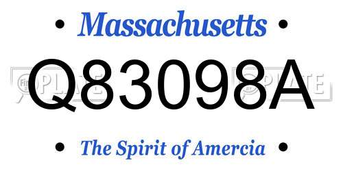 Q83098A Massachusetts License Plate