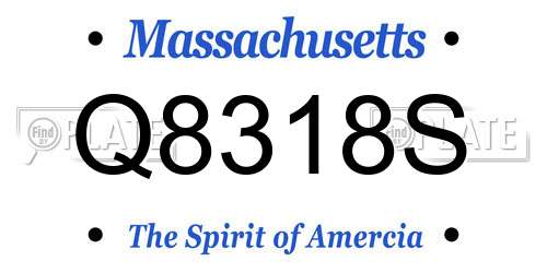 Q8318S Massachusetts License Plate
