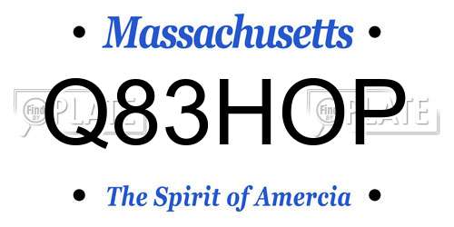 Q83HOP Massachusetts License Plate
