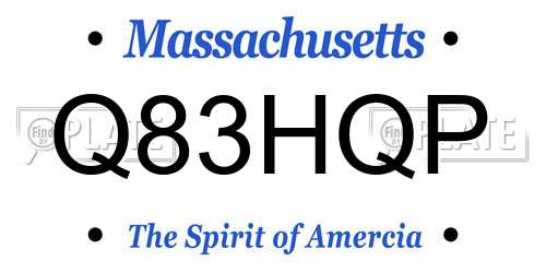 Q83HQP Massachusetts License Plate