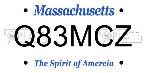 Q83MCZ Massachusetts License Plate