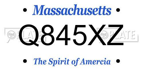 Q845XZ Massachusetts License Plate