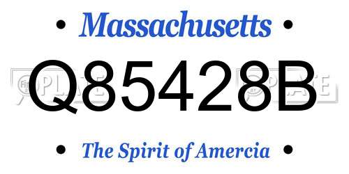 Q85428B Massachusetts License Plate