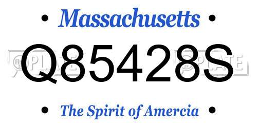 Q85428S Massachusetts License Plate
