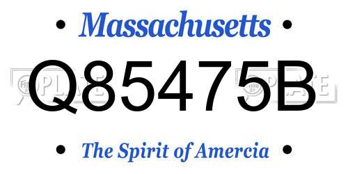 Q85475B Massachusetts License Plate