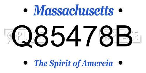 Q85478B Massachusetts License Plate