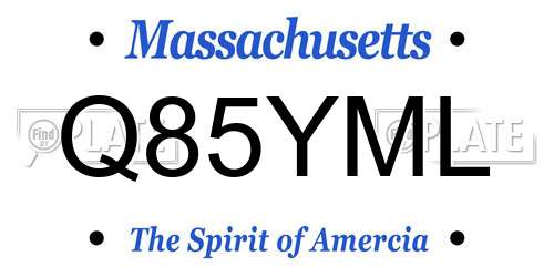 Q85YML Massachusetts License Plate