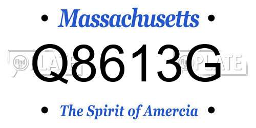 Q8613G Massachusetts License Plate