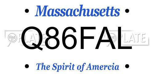 Q86FAL Massachusetts License Plate