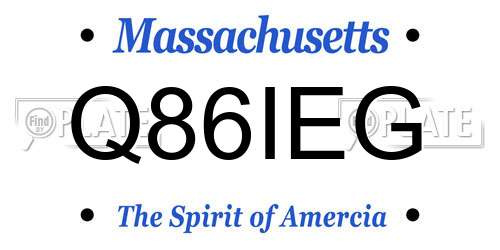 Q86IEG Massachusetts License Plate