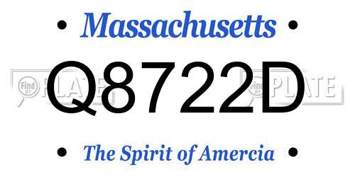 Q8722D Massachusetts License Plate