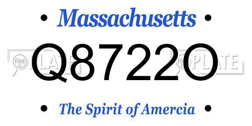 Q8722O Massachusetts License Plate