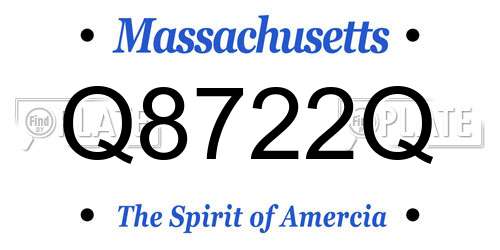 Q8722Q Massachusetts License Plate