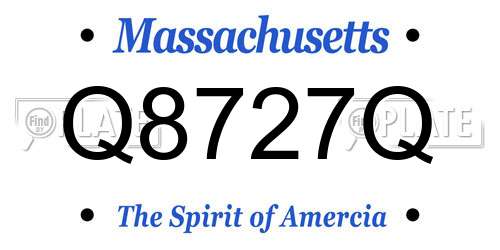 Q8727Q Massachusetts License Plate