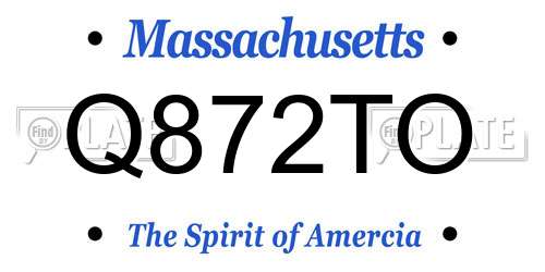 Q872TO Massachusetts License Plate