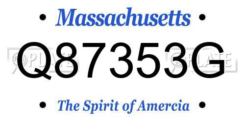 Q87353G Massachusetts License Plate