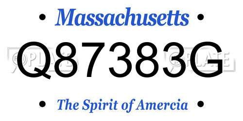 Q87383G Massachusetts License Plate
