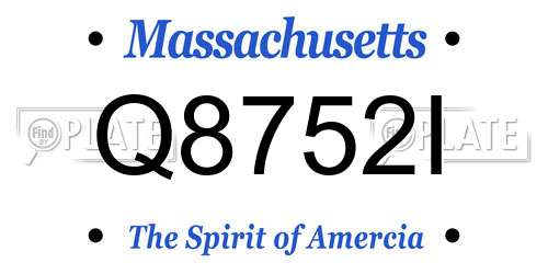 Q8752I Massachusetts License Plate