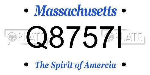 Q8757I Massachusetts License Plate