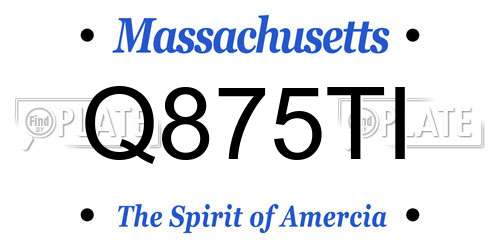 Q875TI Massachusetts License Plate