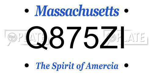 Q875ZI Massachusetts License Plate