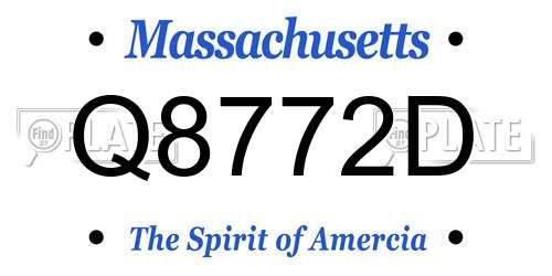 Q8772D Massachusetts License Plate