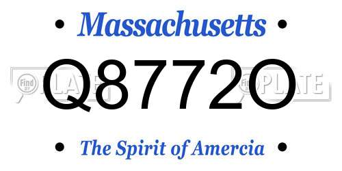 Q8772O Massachusetts License Plate