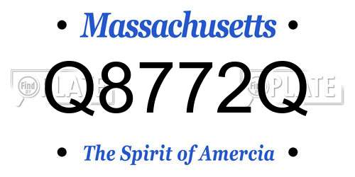 Q8772Q Massachusetts License Plate