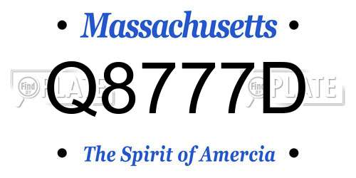 Q8777D Massachusetts License Plate
