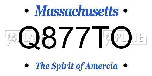 Q877TO Massachusetts License Plate