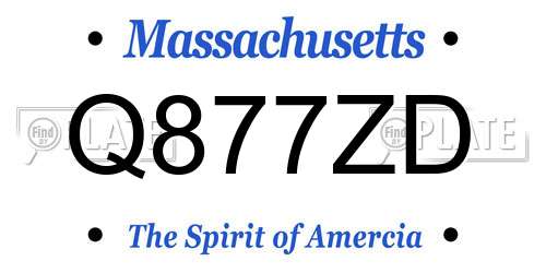 Q877ZD Massachusetts License Plate