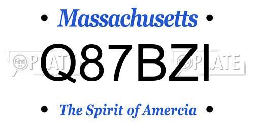 Q87BZI Massachusetts License Plate