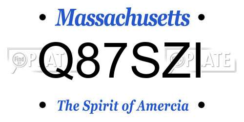 Q87SZI Massachusetts License Plate