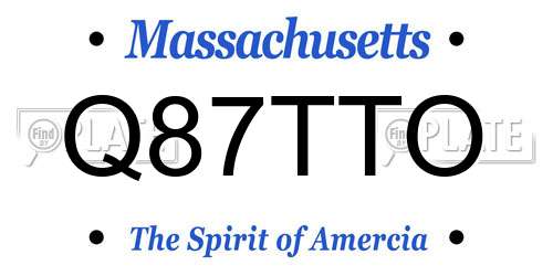 Q87TTO Massachusetts License Plate