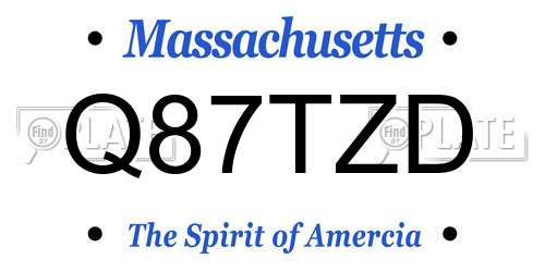 Q87TZD Massachusetts License Plate