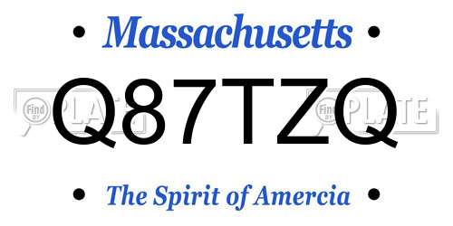 Q87TZQ Massachusetts License Plate