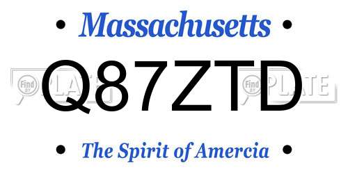 Q87ZTD Massachusetts License Plate