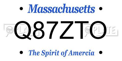 Q87ZTO Massachusetts License Plate