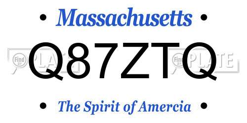 Q87ZTQ Massachusetts License Plate