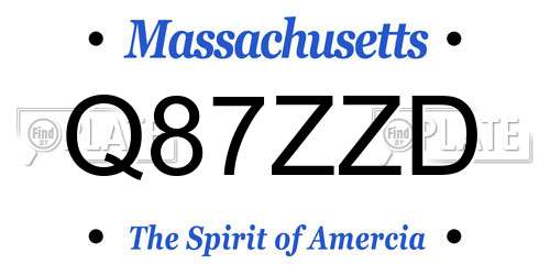 Q87ZZD Massachusetts License Plate