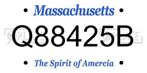 Q88425B Massachusetts License Plate
