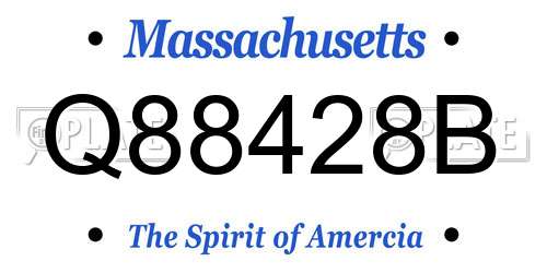 Q88428B Massachusetts License Plate