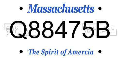 Q88475B Massachusetts License Plate