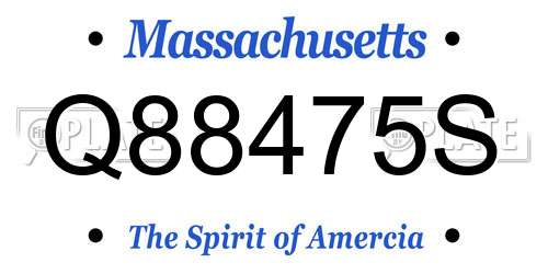Q88475S Massachusetts License Plate