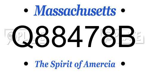 Q88478B Massachusetts License Plate