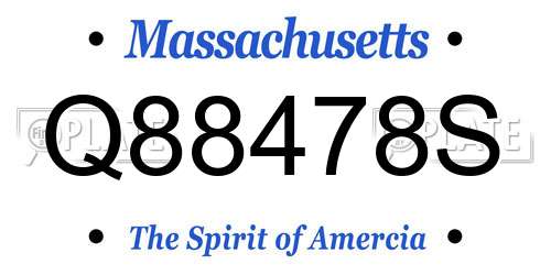 Q88478S Massachusetts License Plate