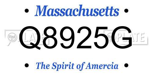 Q8925G Massachusetts License Plate